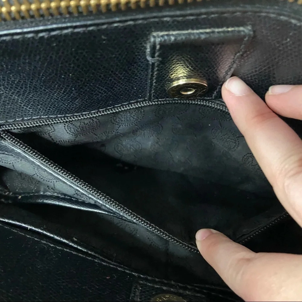 MICHAEL KORS Reese Saffiano Leather Designer Satchel With Metal Logo Charm - Picture 13 of 16